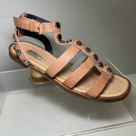 Balenciaga studed gladiador sandals nude laather sz 39.5 made in italy - Picture 7 of 15